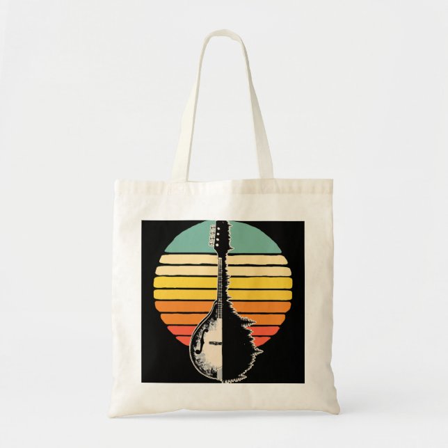 Mandolin Lover Trees Reflection 80s Retro Sunset B Tote Bag (Front)