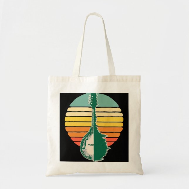 Mandolin Lover Trees Reflection 80s Retro Sunset B Tote Bag (Front)