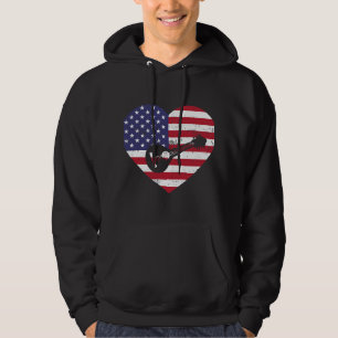 Mandolin Lover USA American Flag Heart Mandolin Mu Hoodie