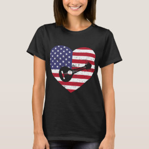 Mandolin Lover USA American Flag Heart Mandolin Mu T-Shirt