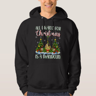 Mandolin Lover Xmas Lighting Santa All I Want For Hoodie