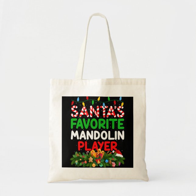 Mandolin Lover Xmas Lighting Santas Favourite Mand Tote Bag (Front)