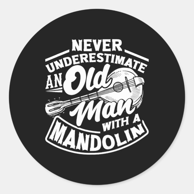 Mandolin Mandolinist Old Mandolin Player Classic Round Sticker (Front)