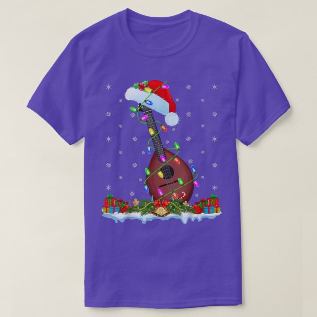 Mandolin Music Lover Matching Santa Hat Mandolin C T-Shirt (Design Front)