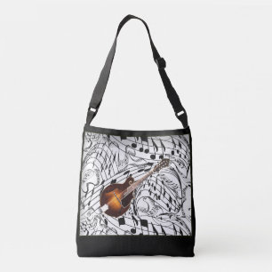 MANDOLIN ON MUSIC NOTES CROSSBODY BAG
