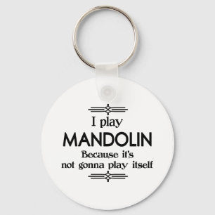 Mandolin - Play Itself Funny Deco Music Key Ring