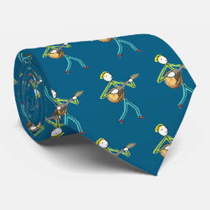 Mandolin Playing Stickman Tie