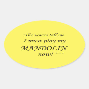 Mandolin Voices Say Must Play Oval Sticker
