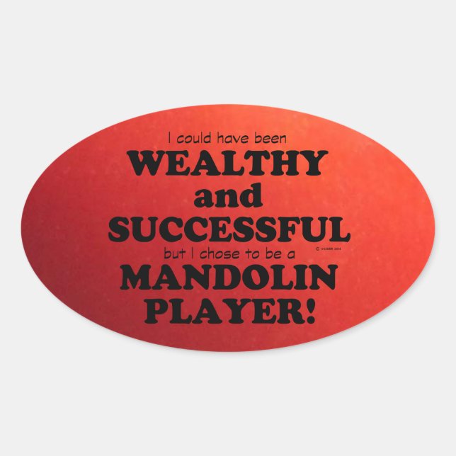 Mandolin Wealthy & Successful Oval Sticker (Front)