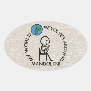 Mandolin - World Revolves Around Oval Sticker