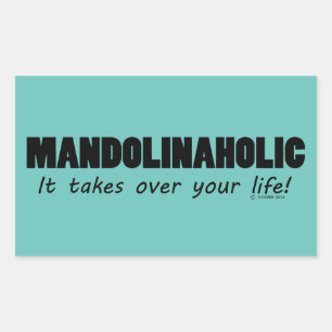 Mandolinaholic Life Rectangular Sticker