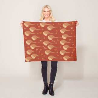 mandolins and music notes fleece blanket
