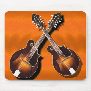 mandolins crossed on orange -MOUSEPAD Mouse Pad