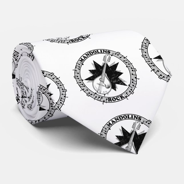 Mandolins Rock Bluegass Tie (Rolled)