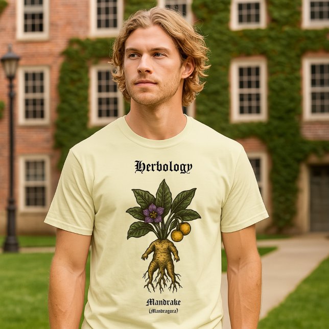 Mandrake Root Retro Woodcut Botanical Art T-Shirt (Creator Uploaded)