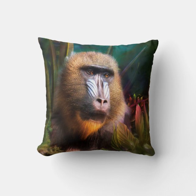 Mandril Baboon MASK IN THE JUNGLE Cushion (Front)