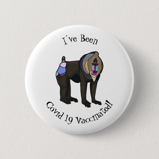 Mandrill cartoon illustration 6 cm round badge (Front)