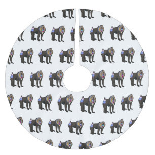 Mandrill cartoon illustration brushed polyester tree skirt