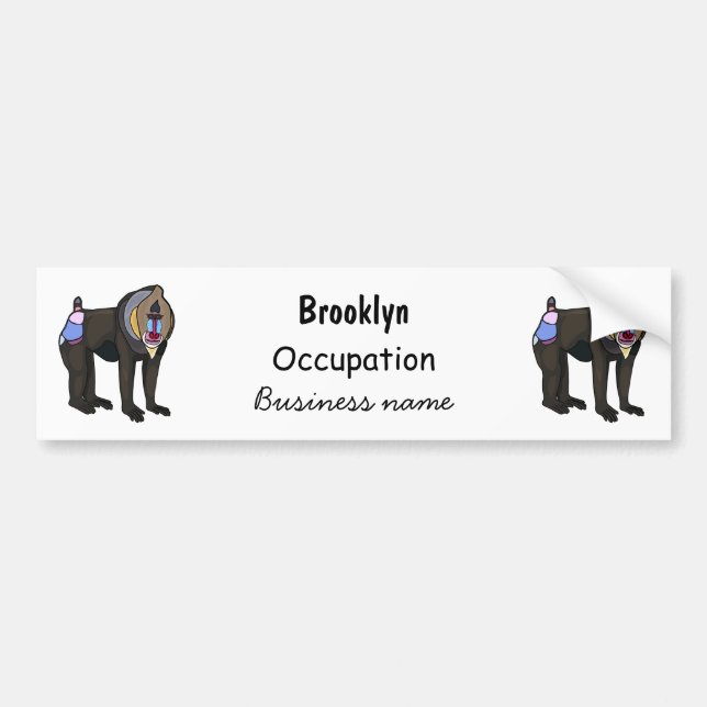 Mandrill cartoon illustration bumper sticker (Front)