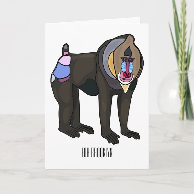 Mandrill cartoon illustration card (Front)