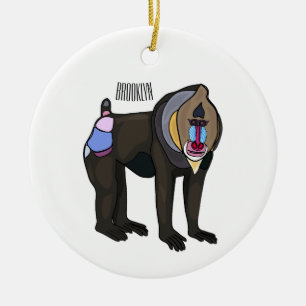 Mandrill cartoon illustration ceramic ornament