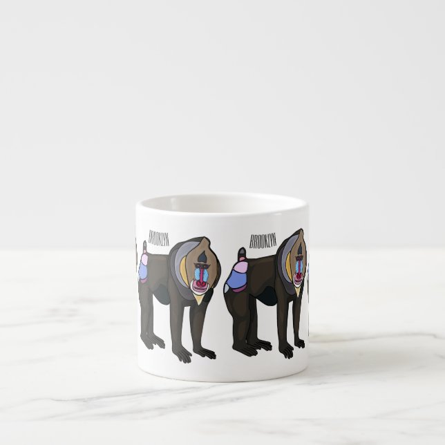 Mandrill cartoon illustration espresso cup (Front)