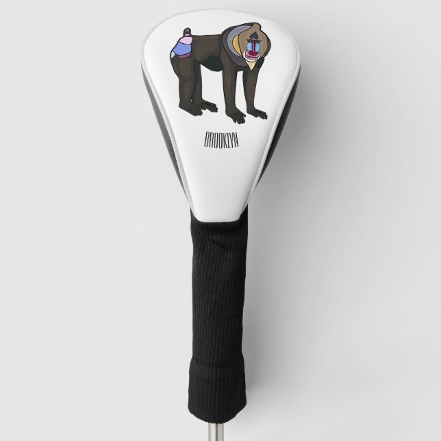 Mandrill cartoon illustration golf head cover (Front)