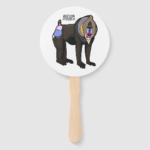 Mandrill cartoon illustration hand fan