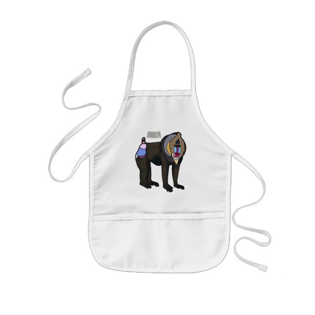 Mandrill cartoon illustration kids apron (Front)