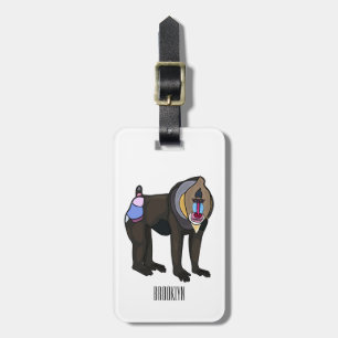 Mandrill cartoon illustration luggage tag