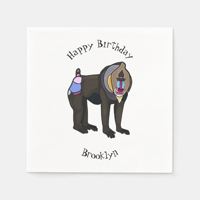 Mandrill cartoon illustration napkin (Front)