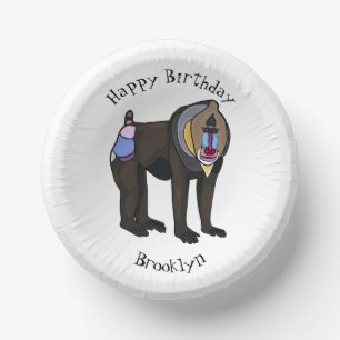 Mandrill cartoon illustration paper plate