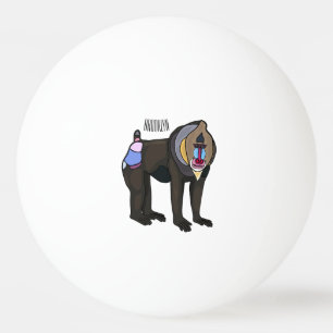 Mandrill cartoon illustration ping pong ball