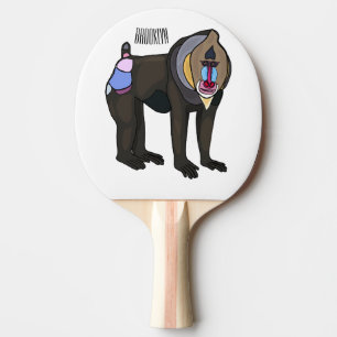 Mandrill cartoon illustration ping pong paddle