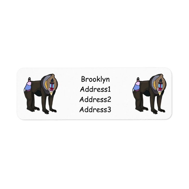 Mandrill cartoon illustration return address label (Front)