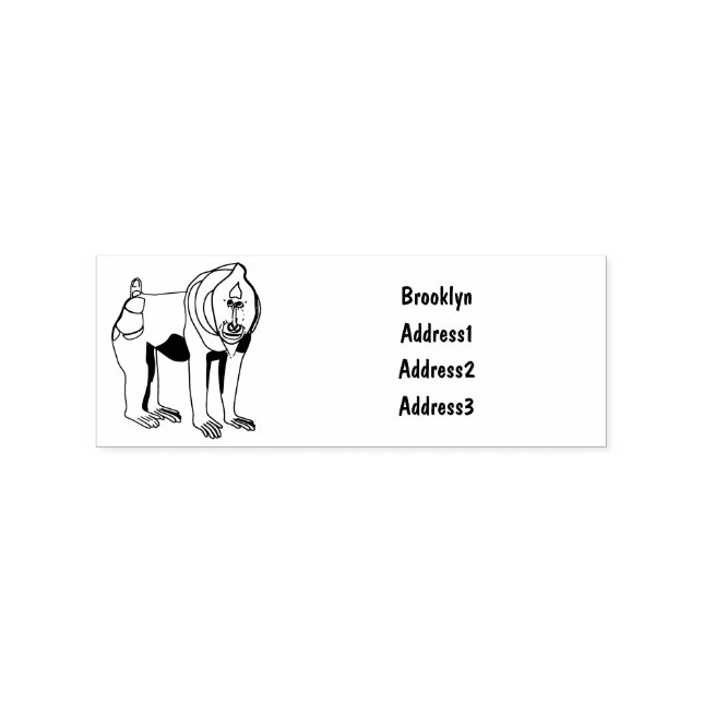 Mandrill cartoon illustration rubber stamp (Imprint)