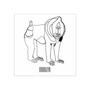 Mandrill cartoon illustration rubber stamp
