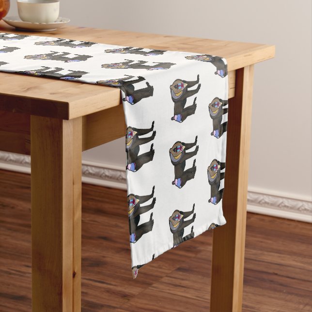Mandrill cartoon illustration short table runner (In Situ)