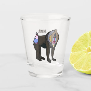Mandrill cartoon illustration shot glass