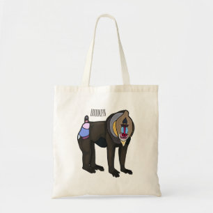 Mandrill cartoon illustration tote bag