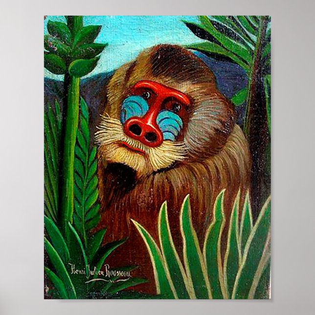 Mandrill in the jungle by Henri Rousseau Poster (Front)