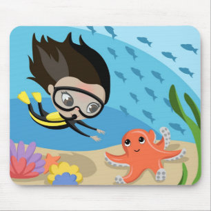 Mandy and Bubbles the Octopus Mouse Pad