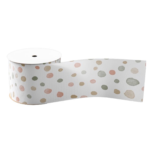 Mandy Confetti Watercolor Dots Ribbon Grosgrain Ribbon (Spool)