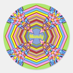 MANDY EASTER ~ WOW! Multicolored Candy for Easter~ Classic Round Sticker
