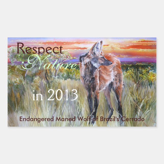 Maned Wolf Watercolor Art Stickers (Front)
