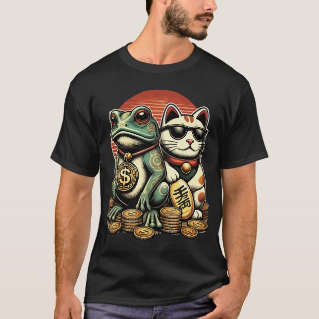 Maneki Neko and Jin Chan - Luck and Prosperity T-Shirt (Front)