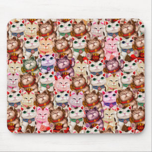 Maneki-neko cats pattern mouse pad