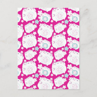 Maneki Neko Cats Pattern Postcard