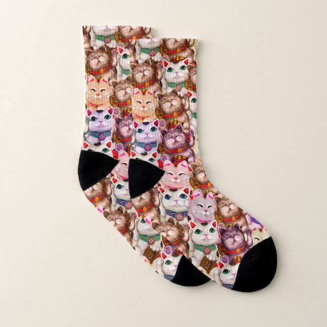 Maneki-neko cats pattern socks (Pair)