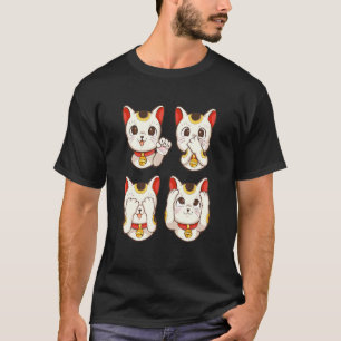 Maneki Neko Chinese Japanese Figurine Lucky Cat Wa T-Shirt